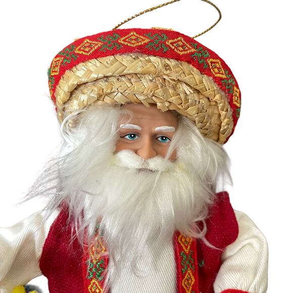 Mexican Santa Figure Piñata Sombrero Hanging Ornament Handcrafted RARE - Picture 5 of 16